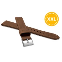 XXL Prodloužený prošitý hnědý řemínek LAVVU SPORT z luxusní kůže Top Grain - 18 XXL