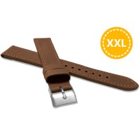 XL Prodloužený prošitý hnědý řemínek LAVVU SPORT z luxusní kůže Top Grain - 20 XL