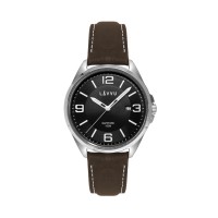 Pánské hodinky se safírovým sklem LAVVU HERNING Black / Top Grain Leather