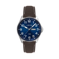 Ocelové pánské hodinky LAVVU BERGEN Blue / Top Grain Leather se svítícími čísly