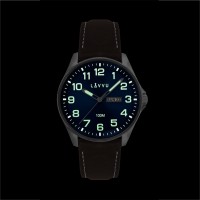 Ocelové pánské hodinky LAVVU BERGEN Blue / Top Grain Leather se svítícími čísly