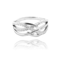 Luxusní stříbrný prsten MINET s bílými zirkony vel. 61