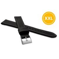 XXL Prodloužený prošitý černý řemínek LAVVU SPORT z luxusní kůže Top Grain - 18 XXL