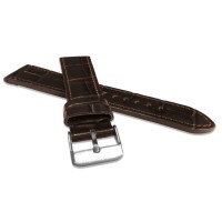 Tmavě hnědý prošitý řemínek LAVVU CROCO z luxusní kuže Top Grain - 20