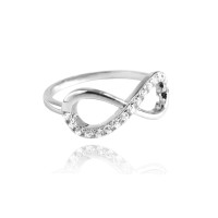 Stříbrný prsten MINET INFINITY s bílými zirkony vel. 50