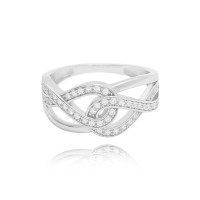 Stříbrný prsten MINET s bílými zirkony vel. 58
