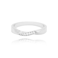 Kroucený stříbrný prsten MINET s bílými zirkony vel. 53