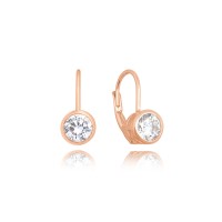 Decentní Rose gold stříbrné náušnice MINET s bílými zirkony