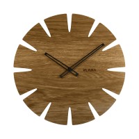 Velké dubové hodiny VLAHA ORIGINAL vyrobené v Čechách s černými ručkami