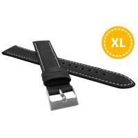 XL Prodloužený polstrovaný černý prošitý řemínek LAVVU SPORT z luxusní kůže Top Grain - 18
