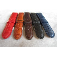 Tmavě hnědý prošitý řemínek LAVVU CROCO z luxusní kuže Top Grain - 22