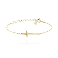 Pozlacený stříbrný náramek MINET KŘÍŽ ležatý
