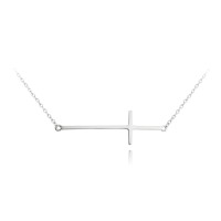 Stříbrný náhrdelník MINET KŘÍŽ ležatý