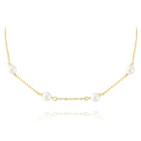 Pozlacený stříbrný náhrdelník MINET s přírodními perlami