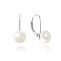 Stříbrné náušnice MINET s bílou perlou