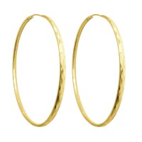 Pozlacené broušené stříbrné náušnice MINET KRUHY 5 cm