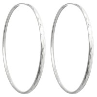 Broušené stříbrné náušnice MINET KRUHY 7 cm