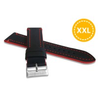 XXL Prodloužený červeně prošitý řemínek LAVVU TAILOR z luxusní kůže Top Grain - 22 - XXL