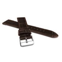 Tmavě hnědý prošitý řemínek LAVVU CROCO z luxusní kuže Top Grain - 18