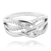 Luxusní stříbrný prsten MINET s bílými zirkony vel. 59
