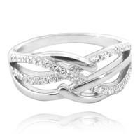 Luxusní stříbrný prsten MINET s bílými zirkony vel. 59