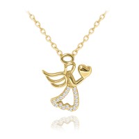 Pozlacený stříbrný náhrdelník MINET ANDĚL se srdíčkem