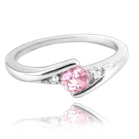 Elegantní stříbrný prsten MINET s růžovým zirkonem vel. 47