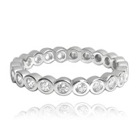 MINET Kuličkový stříbrný prsten s bílými zirkony vel. 51