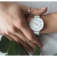 MINET Stříbrný prsten KŘÍŽEK s bílými zirkony vel. 50