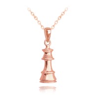 MINET Rose gold stříbrný náhrdelník ŠACHY - KRÁLOVNA