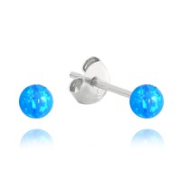 MINET Stříbrné náušnice KULIČKY se světle modrými opálky