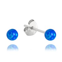 MINET Stříbrné náušnice KULIČKY s tmavě modrými opálky