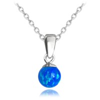 MINET Stříbrný náhrdelník KULIČKA s tmavě modrým opálkem