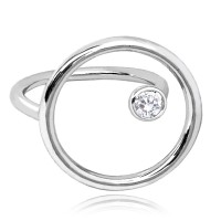 MINET Stříbrný prsten otevřený KROUŽEK se zirkonem vel. 54