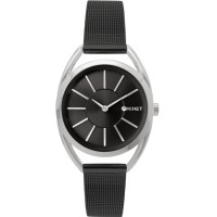 MINET Stříbrno-černé dámské hodinky ICON BLACK MESH