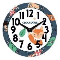 CLOCKODILE Dětské nástěnné hodiny modré s liškou ⌀25cm