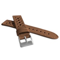 LAVVU Perforovaný světle hnědý prošitý řemínek VINTAGE z luxusní kůže Top Grain - 22