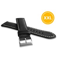 LAVVU XXL Prodloužený přírodně barvený černý řemínek NATURE z kůže Top Grain - 20 XXL