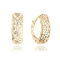 MINET Pozlacené luxusní stříbrné náušnice s bílými zirkony