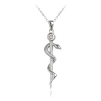 MINET Stříbrný náhrdelník AESKULAPOVA HŮL s bílým zirkonem