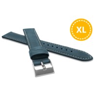 LAVVU XL Prodloužený polstrovaný modrý prošitý řemínek SPORT z luxusní kůže Top Grain - 24
