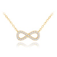 MINET Pozlacený stříbrný náhrdelník NEKONEČNO s bílými zirkony