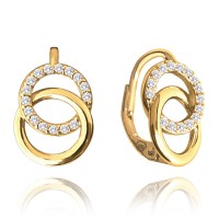 MINET Pozlacené stříbrné náušnice KROUŽKY s bílými zirkony