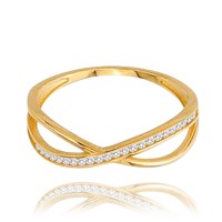 MINET Zlatý prsten s bílými zirkony Au 585/1000 vel. 61 - 1,55g
