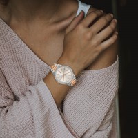 MINET Stříbrno-růžové dámské hodinky AVENUE