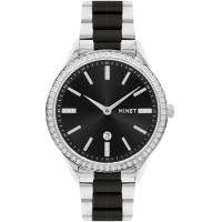 MINET Stříbrno-černé dámské hodinky AVENUE