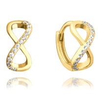 MINET Pozlacené stříbrné náušnice NEKONEČNO s bílými zirkony