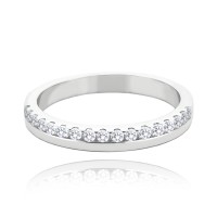 MINET+ Stříbrný snubní prsten s bílými zirkony vel. 60