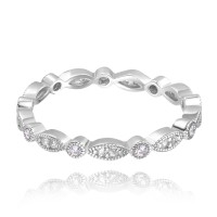 MINET Stříbrný prsten s bílými zirkony vel. 55