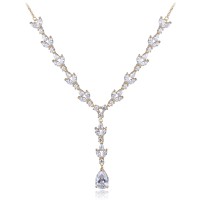 MINET Luxusní pozlacený stříbrný náhrdelník se zirkony Ag 925/1000 16,05g